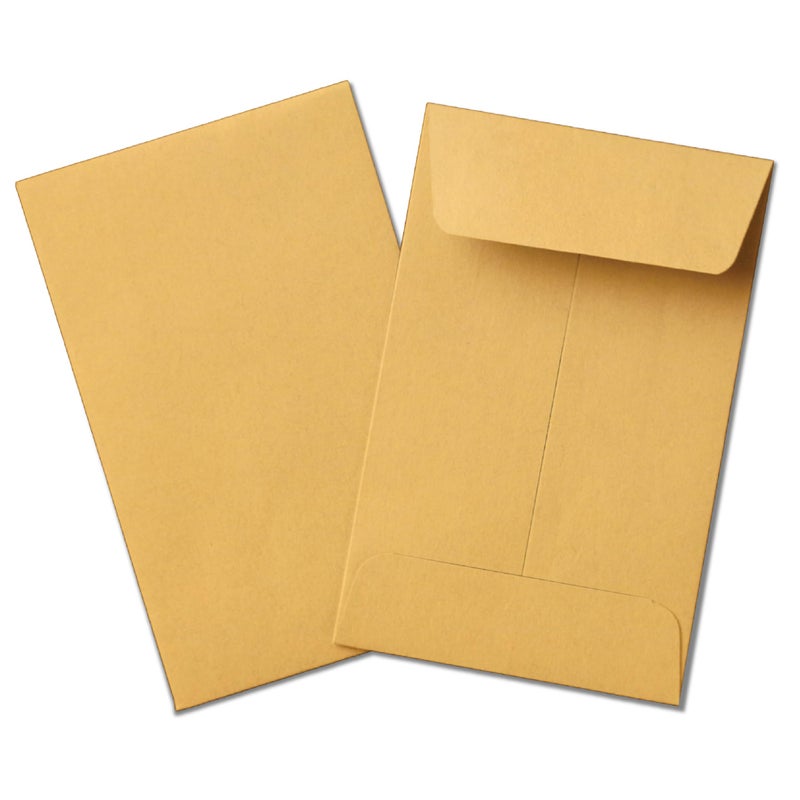Guardian #1 Paper Coin Envelopes with Gummed Flaps, Pack of 500 Blank Small Envelopes for Gift Cards, Coins, Receipts, Stamps, Small Parts Storage, and More, 2 Â¼ Inches x 3 Â½ Inches, Brown - Image 1